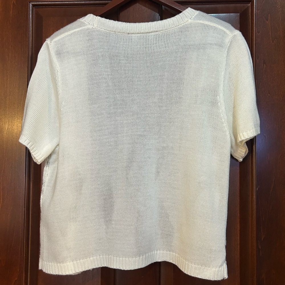 Perceptions New York Cream Open Knit Short Sleeve Cardigan XL - Picture 3 of 6